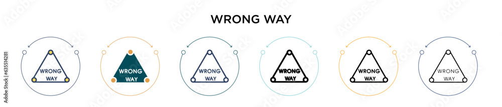 Poster wrong way sign icon in filled, thin line, outline and stroke style. vector illustration of two color