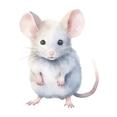 Watercolor mouse. Vector illustration with hand drawn mouse, rodent. Clip art image.
