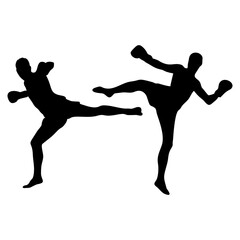silhouettes of fights with martial arts, fists