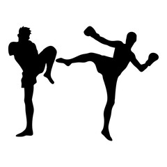 silhouettes of fights with martial arts, fists