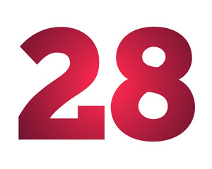number 28 icon pink color sign symbol numbers for design elements isolated on transparent background