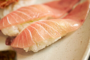 tuna sushi on plate