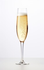 Glass of champagne, isolated on white created with Generative AI technology