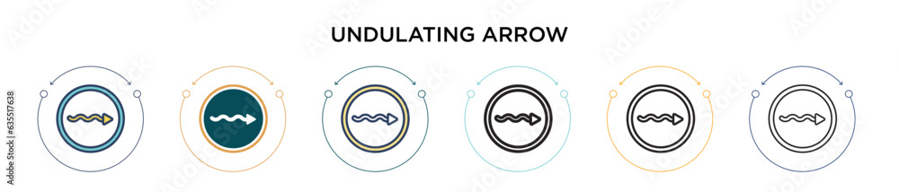 Poster undulating arrow icon in filled, thin line, outline and stroke style. vector illustration of two col