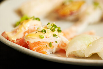  Different types of sushi on a plate