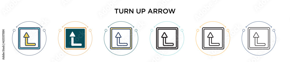 Poster turn up arrow icon in filled, thin line, outline and stroke style. vector illustration of two colore