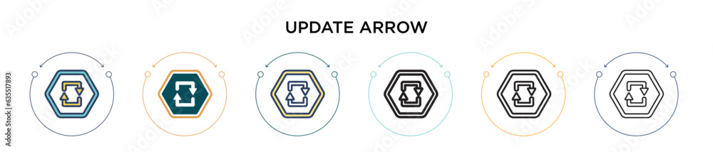 Poster update arrow icon in filled, thin line, outline and stroke style. vector illustration of two colored