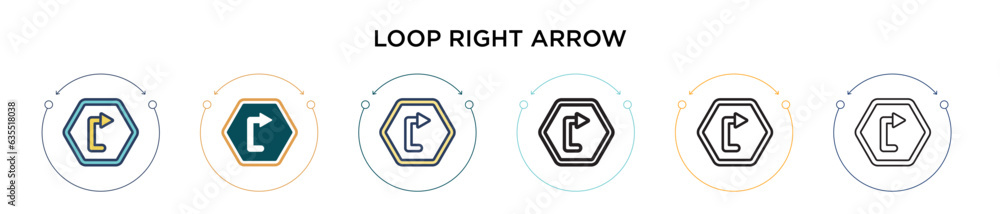 Poster loop right arrow outline icon in filled, thin line, outline and stroke style. vector illustration of