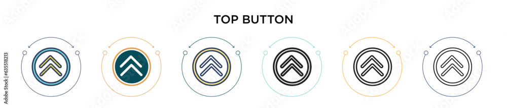 Poster top button icon in filled, thin line, outline and stroke style. vector illustration of two colored a