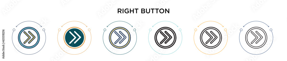 Poster right button icon in filled, thin line, outline and stroke style. vector illustration of two colored