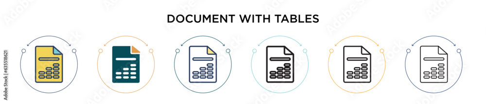 Poster document with tables icon in filled, thin line, outline and stroke style. vector illustration of two
