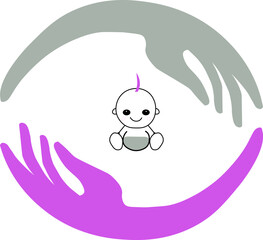 coloring book for kids, two circle hand and children 