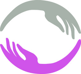 circle of hands pink grey logo emblem vector