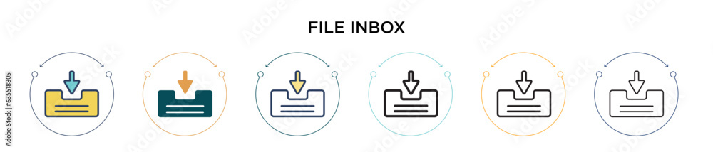 Poster file inbox icon in filled, thin line, outline and stroke style. vector illustration of two colored a