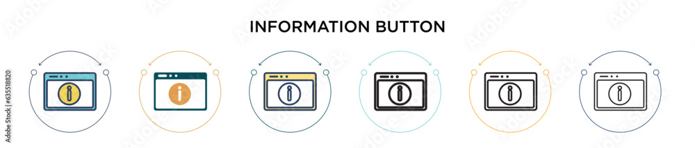 Poster information button icon in filled, thin line, outline and stroke style. vector illustration of two c