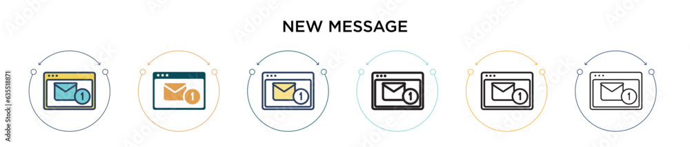 Poster new message icon in filled, thin line, outline and stroke style. vector illustration of two colored 