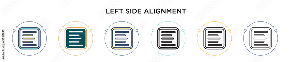 Poster left side alignment icon in filled, thin line, outline and stroke style. vector illustration of two 