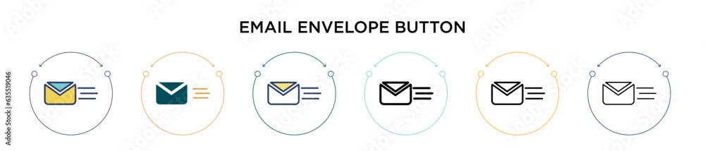 Poster email envelope button icon in filled, thin line, outline and stroke style. vector illustration of tw