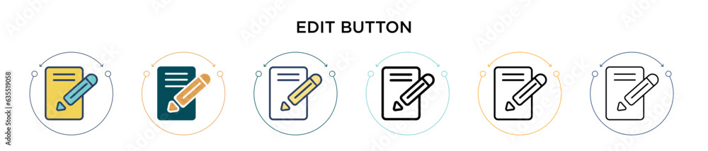 Poster edit button icon in filled, thin line, outline and stroke style. vector illustration of two colored 