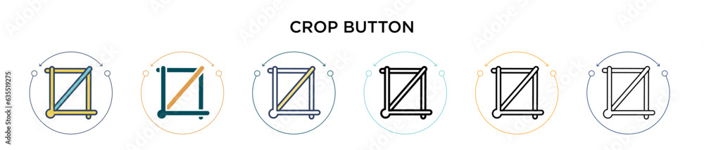 Poster crop button icon in filled, thin line, outline and stroke style. vector illustration of two colored 