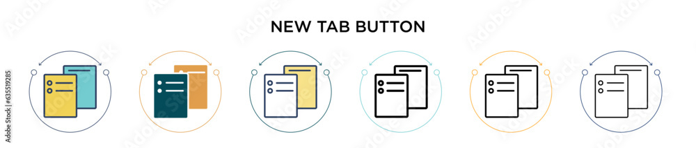 Poster new tab button icon in filled, thin line, outline and stroke style. vector illustration of two color