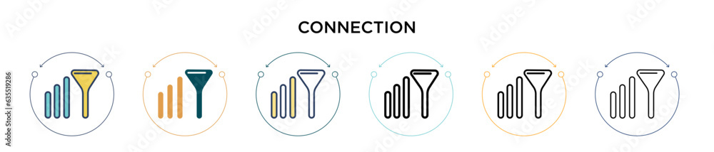 Poster connection signal icon in filled, thin line, outline and stroke style. vector illustration of two co