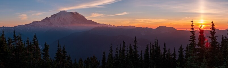 crystal mountain resort views of cascades mt rainier adams sunset haze © heidi