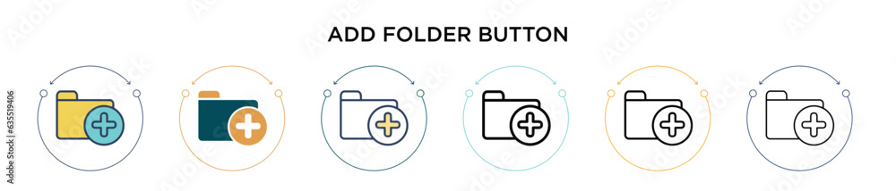 Poster add folder button icon in filled, thin line, outline and stroke style. vector illustration of two co