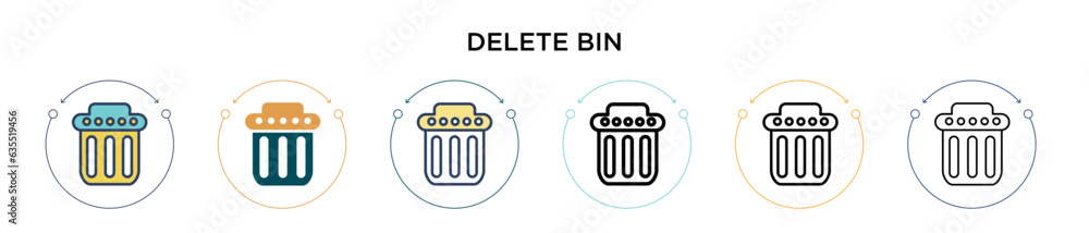 Poster delete bin icon in filled, thin line, outline and stroke style. vector illustration of two colored a