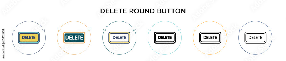 Aufkleber delete round button icon in filled, thin line, outline and stroke style. vector illustration of two 