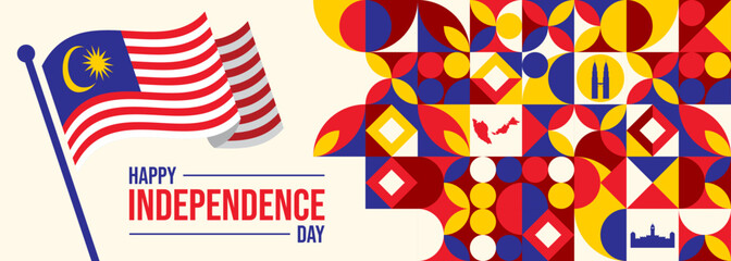 Malaysia INDEPENDENCE DAY and Malaysia flag translation (31 ogos selamat hari merdeka) vector illustration

