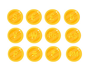 Fototapeta premium Set of gold money currency coins