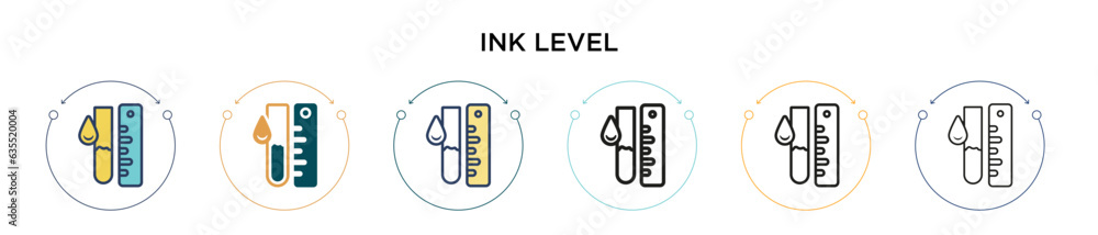 Poster ink level icon in filled, thin line, outline and stroke style. vector illustration of two colored an