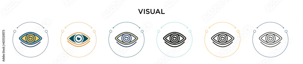 Poster visual icon in filled, thin line, outline and stroke style. vector illustration of two colored and b