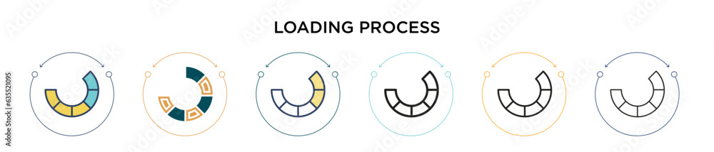 Poster loading process icon in filled, thin line, outline and stroke style. vector illustration of two colo
