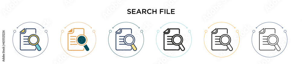 Poster search file icon in filled, thin line, outline and stroke style. vector illustration of two colored 