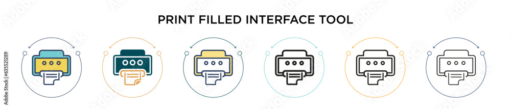 Poster print filled interface tool sign icon in filled, thin line, outline and stroke style. vector illustr