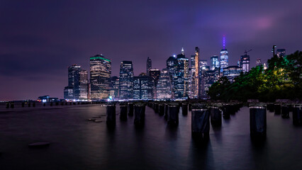 Night Views on Lower Manhattan - obrazy, fototapety, plakaty