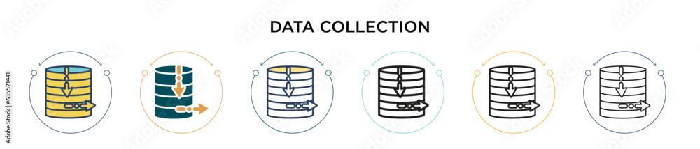 Poster data collection icon in filled, thin line, outline and stroke style. vector illustration of two colo