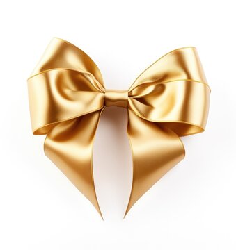 gold gift bow isolated on white created with Generative AI technology