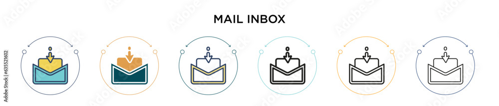 Poster mail inbox icon in filled, thin line, outline and stroke style. vector illustration of two colored a