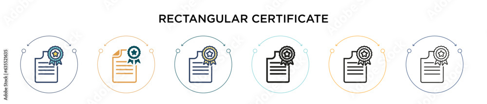 Poster rectangular certificate icon in filled, thin line, outline and stroke style. vector illustration of 