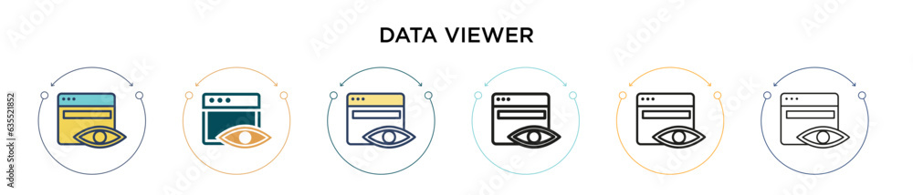 Poster data viewer icon in filled, thin line, outline and stroke style. vector illustration of two colored 