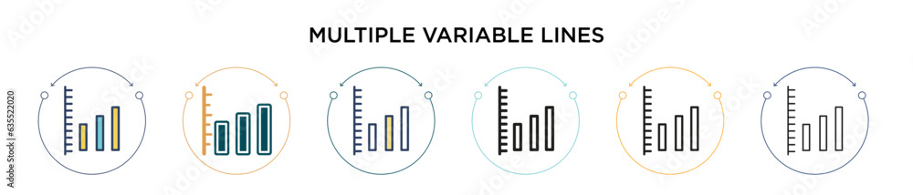 Poster multiple variable lines icon in filled, thin line, outline and stroke style. vector illustration of 