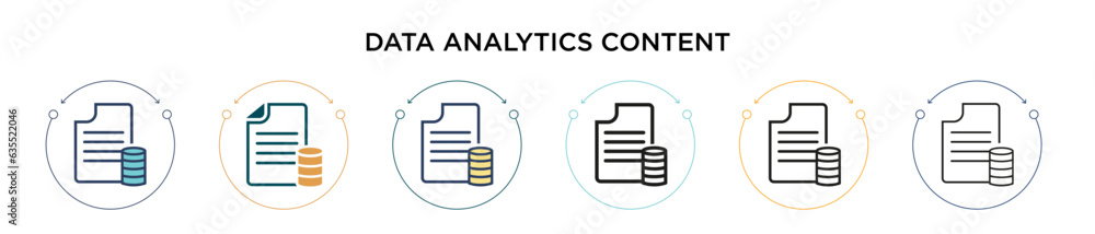 Poster data analytics content icon in filled, thin line, outline and stroke style. vector illustration of t