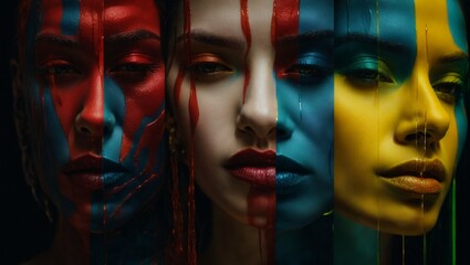 A diverse group of women with vibrant face paint