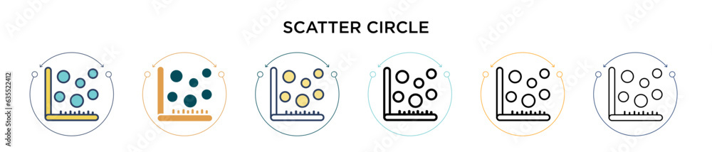 Poster scatter circle icon in filled, thin line, outline and stroke style. vector illustration of two color