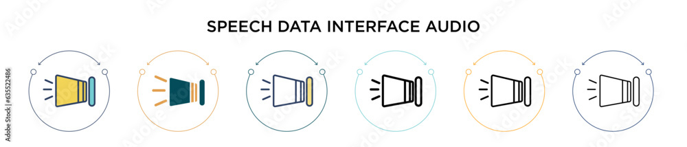 Poster speech data interface audio icon in filled, thin line, outline and stroke style. vector illustration
