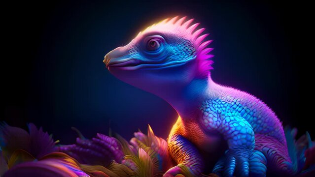 A vibrant lizard perched on a foliage