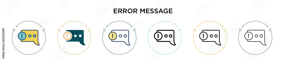 Aufkleber error message icon in filled, thin line, outline and stroke style. vector illustration of two colore